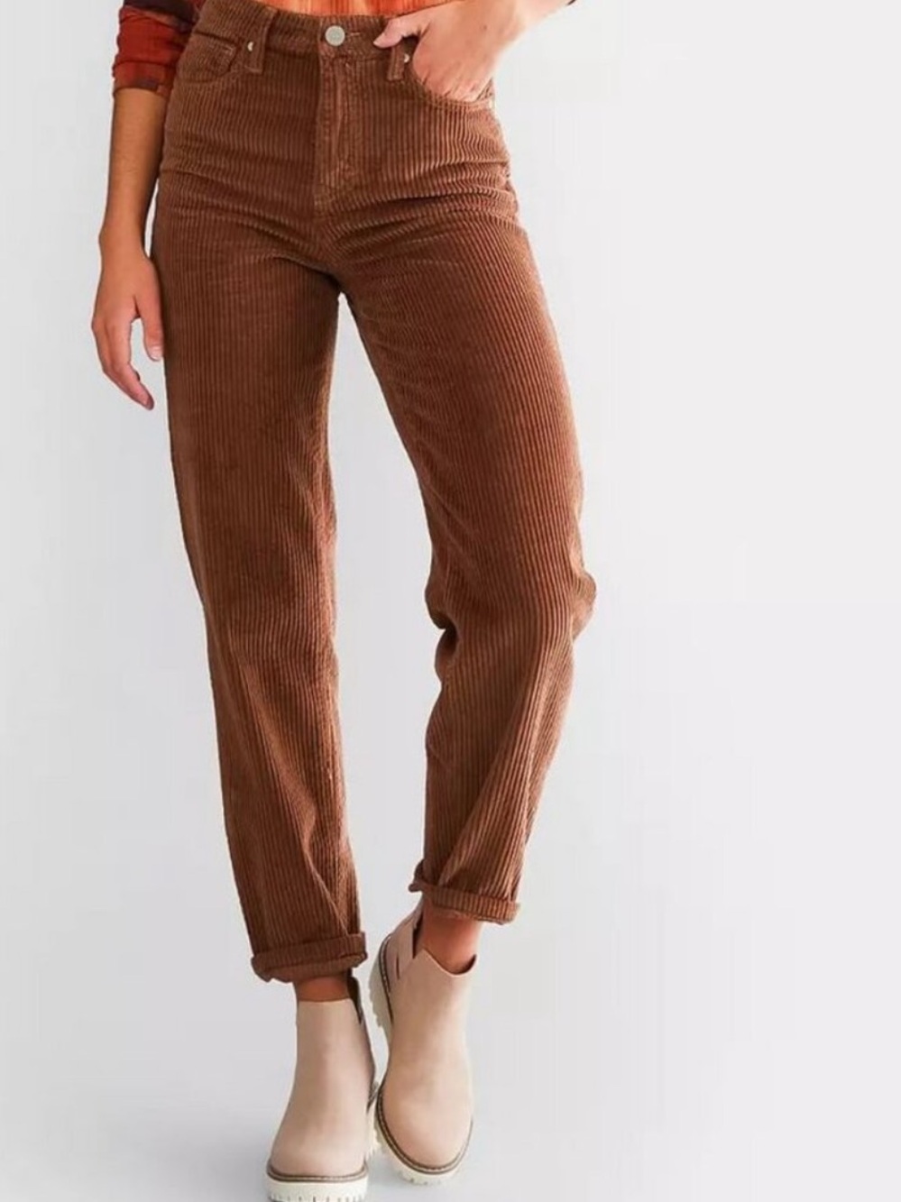Gilded Intent 90’s Straight Rust Brown Corduroy Trouser Pant Size 27